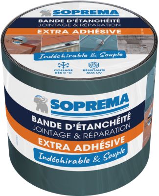 Bande d'étanchéité Extra Adhésive Soprema ardoise 10cm x 5m, ép. 0.6mm