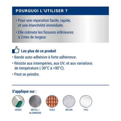 Bande d'étanchéité Ripolin gris 10 cm x L.3 m