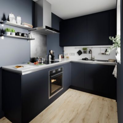 Bandeau de four Stevia bleu mat l. 59,7 cm x H. 6 cm GoodHome