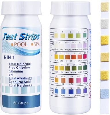 Bandelettes de Test 6 en 1 pour Aquarium, Aquarium, piscine, qualité de l'eau de Spa, 50 pièces, papier de mesure du chlore/PH
