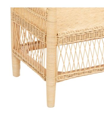 Banquette 2 places en Rotin et Bois d'Acajou L 125 x H 82 cm