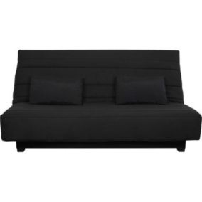 Banquette Clic clac 2 places REVEUR - Tissu noir - Matelas DUNLOPILLO - Couchage 188 x 128 cm