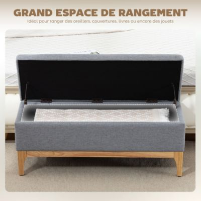 Banquette coffre de rangement 2 en 1 style scandinave dim. 110L x 39l x ...
