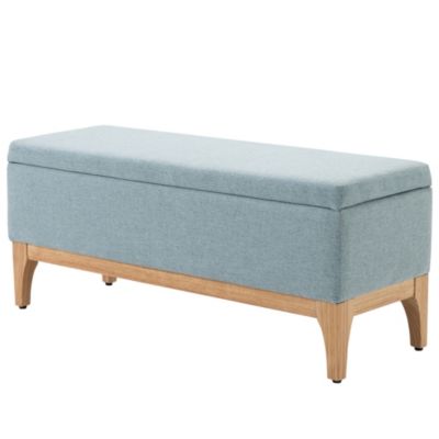 Banquette coffre de rangement 2 en 1 style scandinave dim. 110L x 39l x 45H cm tissu vert d'eau