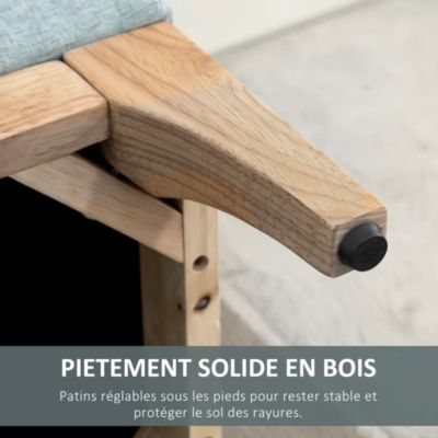 Banquette coffre de rangement 2 en 1 style scandinave dim. 110L x 39l x 45H cm tissu vert d'eau