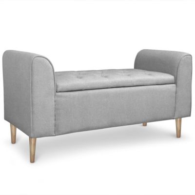 Banquette Coffre en Tissu "Pooh" 114cm Gris Clair
