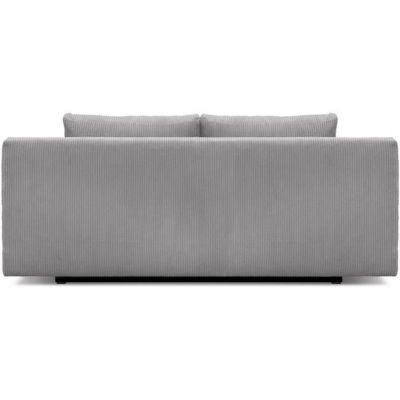 Banquette convertible 3 places MIKA - Velours côtelé gris clair - Coffre de rangement - L 192 x H 84 x P 93 cm