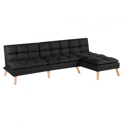 Banquette convertible angle réversible et modulable tissu noir - KURT