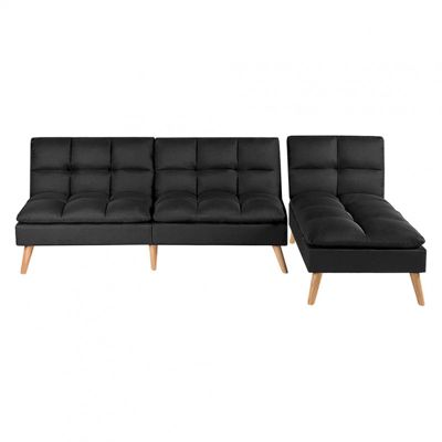 Banquette convertible angle réversible et modulable tissu noir - KURT