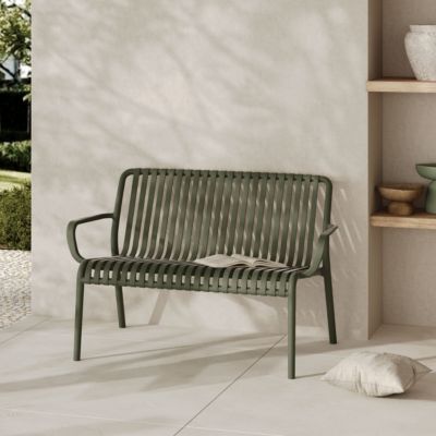 Banquette de jardin en plastique vert kaki 2 places - Ivy