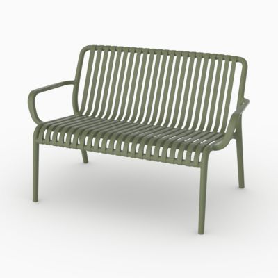 Banquette de jardin en plastique vert kaki 2 places - Ivy