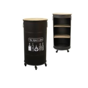 Bar bidon ouvert avec roulettes, design kings bar dimension 50x50xH100cm