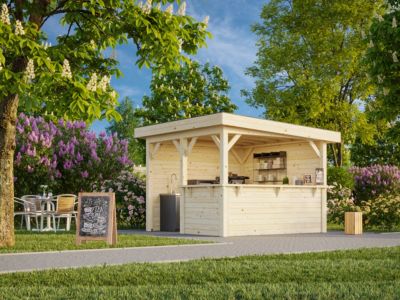 Bar extérieur en bois Lenna Palmako ép.28 mm 300x300 cm 11,6 m² toit plat
