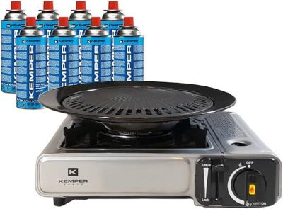 Barbecue 2 en 1 avec rechaud gaz 2200W plaque grill et 8 cartouches