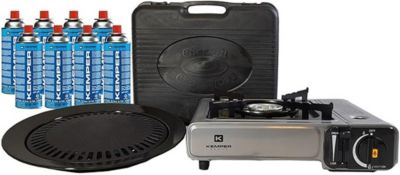 Barbecue 2 en 1 avec rechaud gaz 2200W plaque grill et 8 cartouches