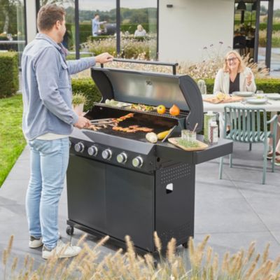 Barbecue à gaz GoodHome Praden noir 6 brûleurs 16 personnes