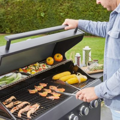 Barbecue à gaz GoodHome Praden noir 6 brûleurs 16 personnes
