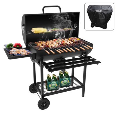 Barbecue Charbon de Bois,avec Grille de Cuisson XXL avec Deux éTagèRes (with Cloth Cover)