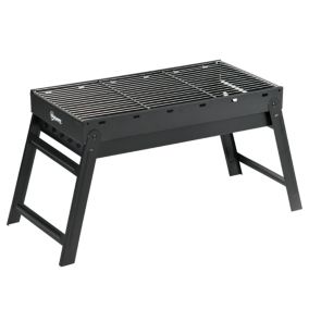Barbecue à charbon de bois pliable portable dim. 74L x 30l x 37H cm avec grille acier noir