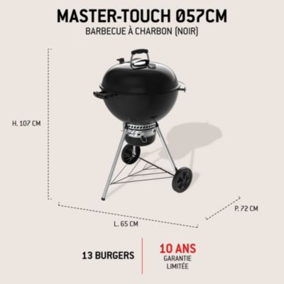 Barbecue charbon de bois Weber Master Touch noir ø57 cm
