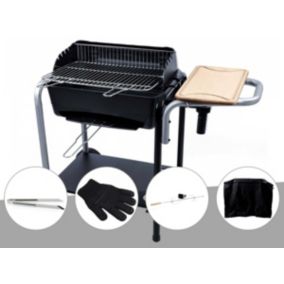 Barbecue charbon Roma Somagic + Pince inox + Gant de protection + Kit tournebroche + Housse