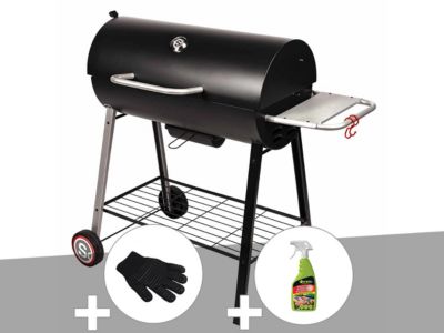 Barbecue à charbon sur chariot Michigan + Gant de protection + Dégraissant pour barbecue - Somagic