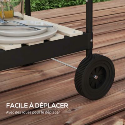 Barbecue à charbon sur pied grille réglable 2 roues 3 étagères récupérateur de cendres rouge
