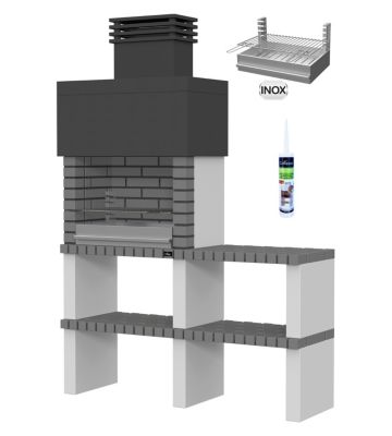 Barbecue Collippo Ericeira avec banc et grille en acier inoxydable