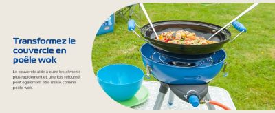 Barbecue de camping 3 en 1 portable avec plaque antiadhésive et allumage Piezo