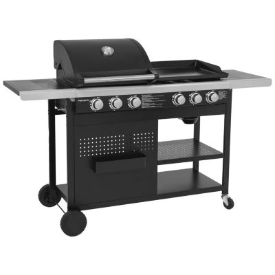 Barbecue duo au gaz VESUVIO - 3 brûleurs + plancha 3 brûleurs - HAPPY GARDEN