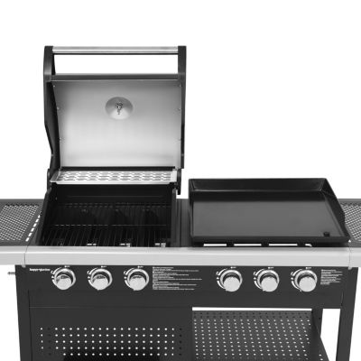 Barbecue duo au gaz VESUVIO - 3 brûleurs + plancha 3 brûleurs - HAPPY GARDEN