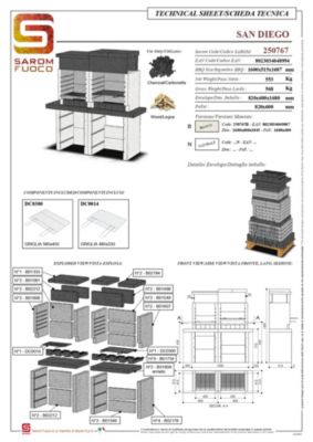 Barbecue duplex en béton allégé San Diégo 2 surfaces de cuisson Sarom