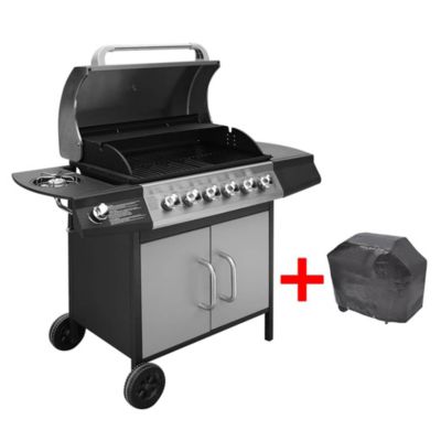Barbecue à gaz 6 + 1 zone de cuisson Noir et argenté vidaXL