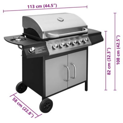 Barbecue à gaz 6 + 1 zone de cuisson Noir et argenté vidaXL