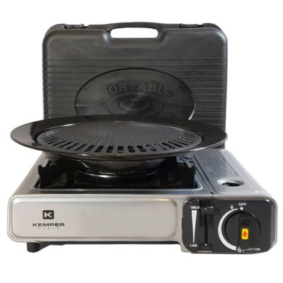 Barbcu gaz Grill 2n1 Réchaud gaz pizo 2200W Grill 4 cartouchs gaz 250g Butan Camping ALPN au millur prix