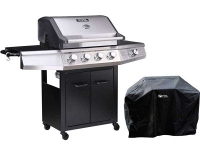 Barbecue gaz horizontal habitat et jardin acier noir 63 x 40 x 87 + ustensiles