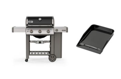 GFTIME Plaque De Cuisson En Fonte 47,6 Cm Pour Barbecue Weber Genesis II 300/LX/S/E - Grille Double Face Lisse Et Nervurée - Remplace Pièces Weber 66095, 66802