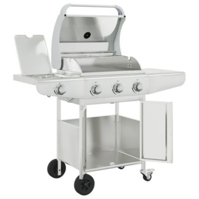 Barbecue gril à gaz avec 4 brûleurs argenté acier inoxydable vidaXL