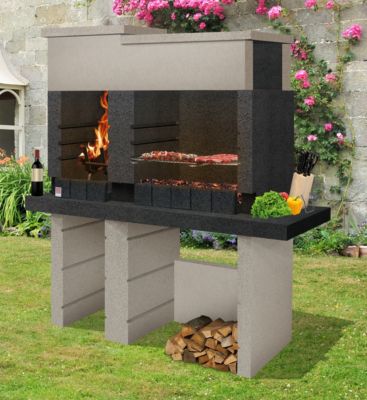 Barbecue léger en béton San Pédro avec 2 postes de cuisson Sarom