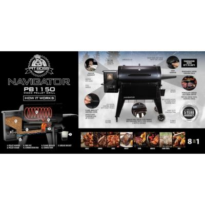Barbecue à Pellets Grill et Fumoir Ecran LCD Surface de cuisson 90x50 cm 8 cuissons Navigator 1150 PIT BOSS