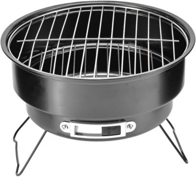 Barbecue rond portable de 25 cm avec poignée pour extérieur, maison, cuisine, pique-nique, camping