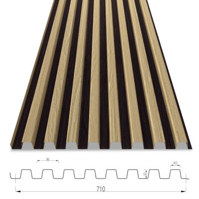 Bardage Le Profileur Français claire voie 40x40 acier effet chêne naturel L.230 x l.71 cm