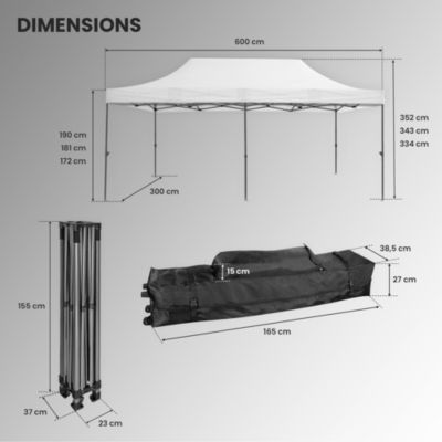 Barnum Pliant 3x6m imperméable 320g/m2 Blanc