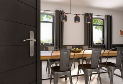 Barre à rideaux industriel extensible noir mat Araxos GoodHome L. 120/210 x Ø16/19 cm