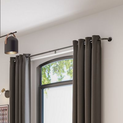 Barre à rideaux industriel extensible noir mat Araxos GoodHome L. 120/210 x Ø16/19 cm