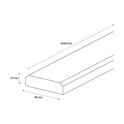 Barre à Z pour volet Fortia en bois L.240 x l.9,5 x Ép.2,7 cm