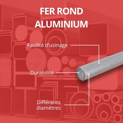 Barre alu ronde pleine 10 mm Longueur : 0.5 mètre - Comment Fer