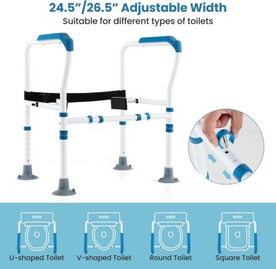 Barre appui pour toilettes pour personnes âgées avec hauteur largeur sangle réglables pour personnes âgées handicapées