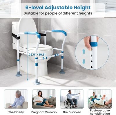 Barre appui pour toilettes pour personnes âgées avec hauteur largeur sangle réglables pour personnes âgées handicapées