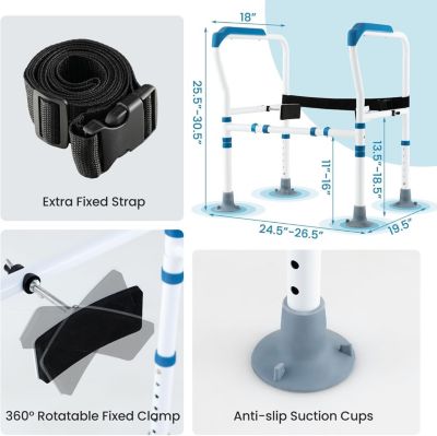 Barre appui pour toilettes pour personnes âgées avec hauteur largeur sangle réglables pour personnes âgées handicapées